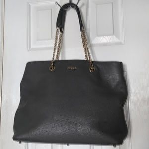 Furla Julia chain leather tote bag like new